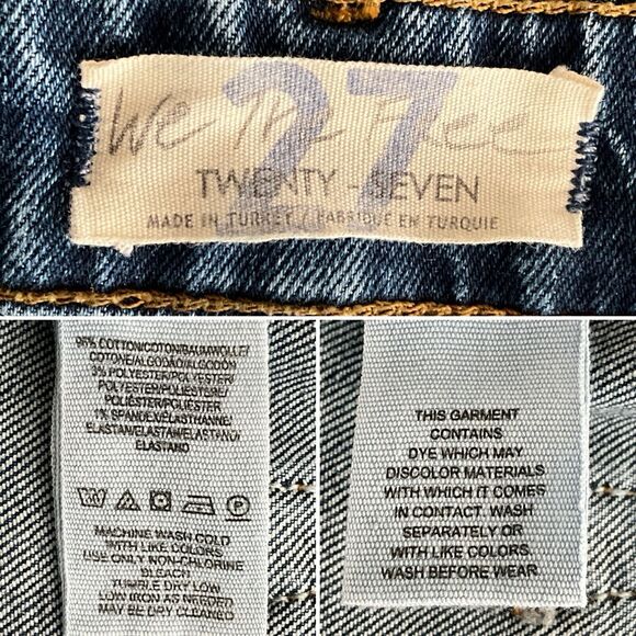 Free People Jeans Blue Slit Released Hem Hidden Button Fly 27 - Picture 3 of 11